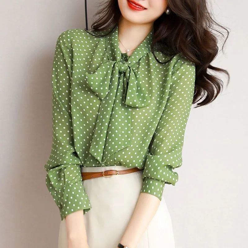 polka dot chiffon blouse