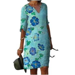 UVRC Women's Fashion Elegant Stylish Multi-Color Linen Art Designer Summer Dress - Divine Inspiration Styles