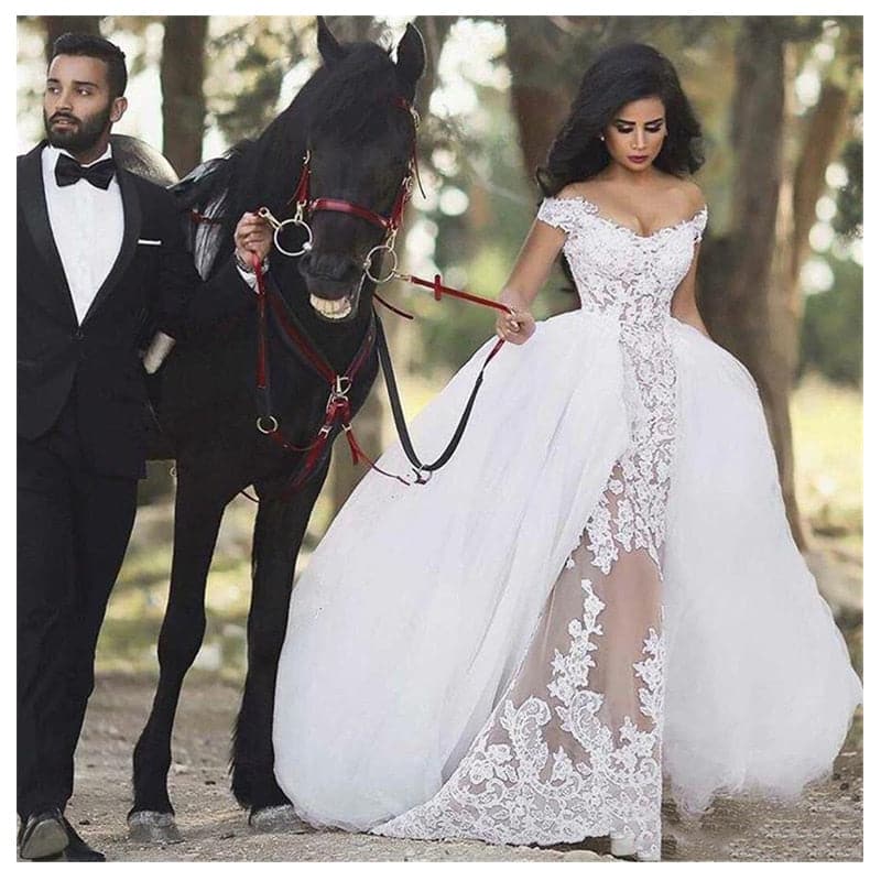 Lorie Design Women's Luxury Fine Wedding Dress Mermaid Applique Classical Bridal Gown Ivory / 14W Lorie Design Women's Luxury Fine Wedding Dress Mermaid Applique Classical Bridal Gown Ivory / 14W