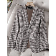 CAROLINE Design Collection Women's Elegant Stylish Fashion Office Professional Woven Plaid Blazer Jacket - Divine Inspiration Styles