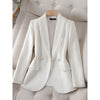 CAROLINE Design Collection Women's Elegant Stylish Fashion Office Professional Woven Plaid Blazer Jacket - Divine Inspiration Styles