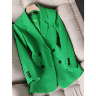 CAROLINE SUITS Women's Elegant Stylish Fashion Office Professional Woven Green Plaid Blazer Jacket - Divine Inspiration Styles