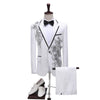 CGSUITS Men's Fashion Floral Applique Black Blazer Suit Jacket & Pants Suit Set