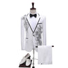 CGSUITS Men's Fashion Floral Applique Blue Blazer Suit Jacket & Pants Suit Set