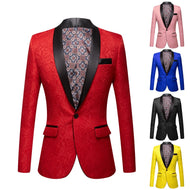 CGSUITS Men's Fashion Luxury Style Jacquard Red Pink Yellow White Royal Blue Black Tuxedo Blazer Suit Jacket