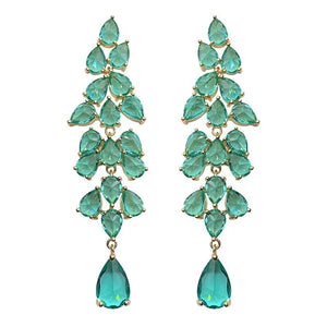 CHARLIN Women's Fashion Elegant Luxury Statement Light Emerald Green Cubic Zirconia Earrings