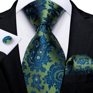 DBG VIP Design Collection Men's Fashion Deep Olive Green & Black Mesh Design 100% Premium Quality Silk Ties - Divine Inspiration Styles