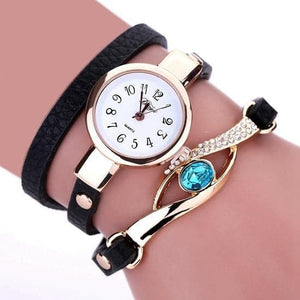 DUOYA Women's Fine Fashion Genuine Leather Gemstone Bracelet Watch