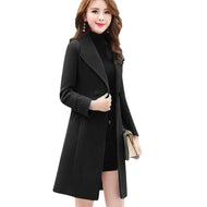 GLORIA Design Women's Fine Fashion Classic Black Elegant Luxury Style Designer Wool Coat - Divine Inspiration Styles