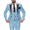 GMSUITS Men's Fashion Formal 3 Piece Tuxedo (Jacket + Pants + Vest) Mint Green Suit Set with Size Chart Guide