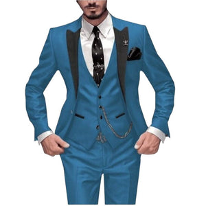 GMSUITS Men's Fashion Formal 3 Piece Tuxedo (Jacket + Pants + Vest) Burgundy Red Suit Set - Divine Inspiration Styles