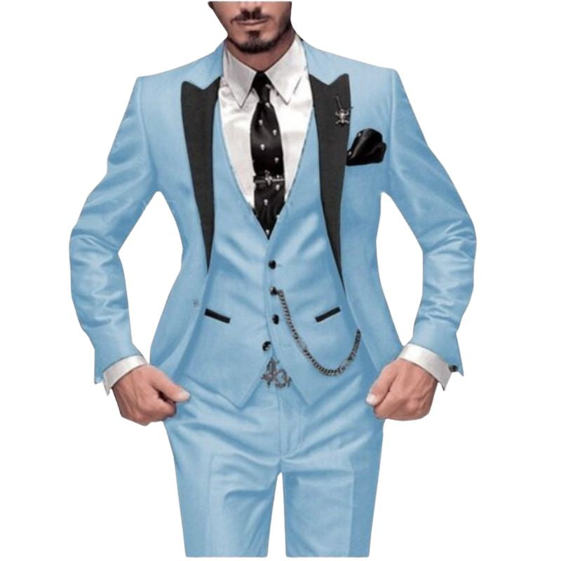 GMSUITS Men's Fashion Formal 3 Piece Tuxedo (Jacket + Pants + Vest