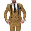 GMSUITS Men's Fashion Formal 3 Piece Tuxedo (Jacket + Pants + Vest) Gold Suit Set - Divine Inspiration Styles