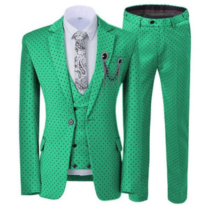 GMSUITS Men's Fashion Formal 3-Piece Suit Set Luxury Style Polka Dots Lavender Suit Set (Jacket + Pants + Vest) Suit Set