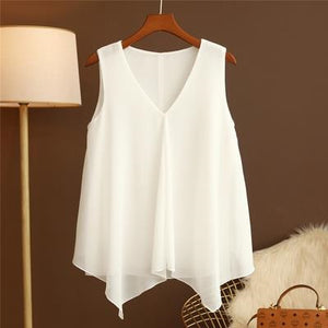 GRACE Design Women's Fashion Premium Top Quality Stylish Chiffon Yellow Blue White Red Sleeveless Blouse Top - Divine Inspiration Styles