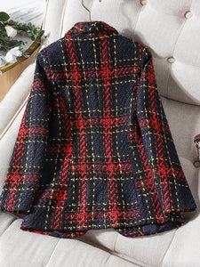 CAROLINE Design Collection Women's Elegant Stylish Fashion Office Professional Woven Plaid Blazer Jacket - Divine Inspiration Styles
