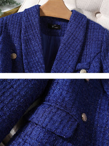 CAROLINE Design Collection Women's Elegant Stylish Fashion Office Professional Woven Plaid Blazer Jacket - Divine Inspiration Styles