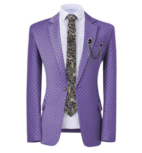 GMSUITS Men's Fashion Formal Luxury Style Royal Blue Polka Dots Blazer Suit Jacket