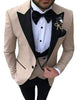 HARLEY SUITS Men's Fashion Formal 3 Piece Tuxedo (Jacket + Pants + Vest) Champagne Suit Set for Weddings Proms Cocktails & Special Events - Divine Inspiration Styles