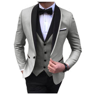 BRADLEY VIP SUITS Men's Fashion Formal 3 Piece Tuxedo (Jacket + Pants + Vest) Silver Gray Suit Set - Divine Inspiration Styles