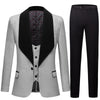 CGSUITS Men's Fashion Formal 3 Piece Royal Blue & Black Tuxedo (Jacket + Vest + Pants) Suit Set