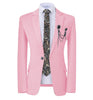 GMSUITS Men's Fashion Formal Luxury Style Royal Blue Polka Dots Blazer Suit Jacket