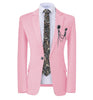 GMSUITS Men's Fashion Formal Luxury Style White Polka Dots Blazer Suit Jacket