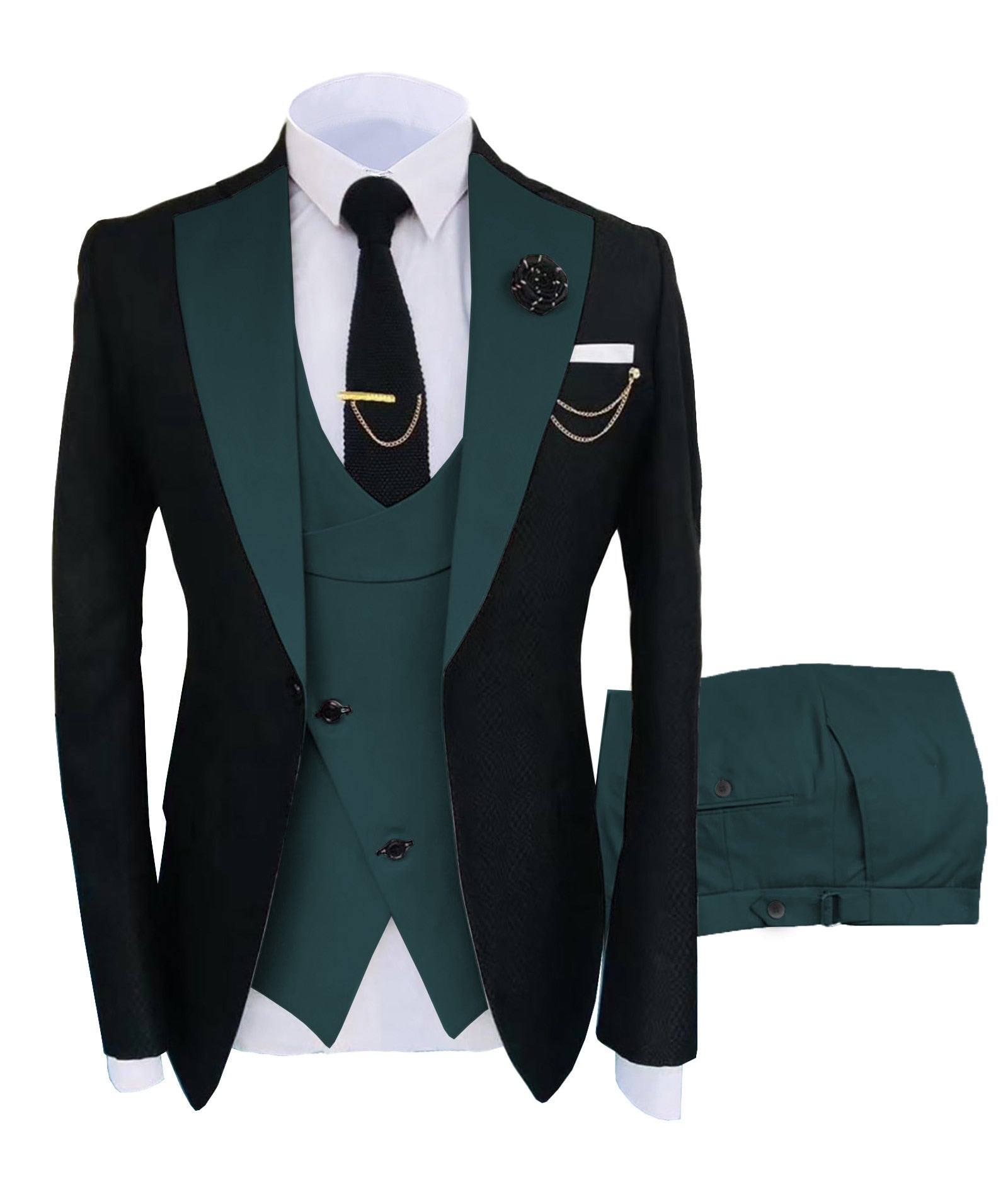 Neil Allyn 7Piece Formal Tuxedo with Flat Front Pants Shirt Hunter Green  Vest Tie  Cuff Links Prom Wedding Cruise  Walmartcom