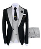 KENTON SUITS Men's Fashion Formal 3 Piece Tuxedo (Jacket + Vest + Pants) Black & Blue Suit Set - Divine Inspiration Styles