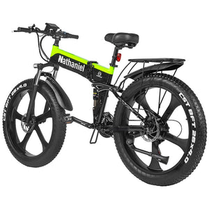 NATHANIEL Electric Bicycle 1000W 48V 26" Yellow & Black Smart Folding Electric Mountain Bike - Divine Inspiration Styles