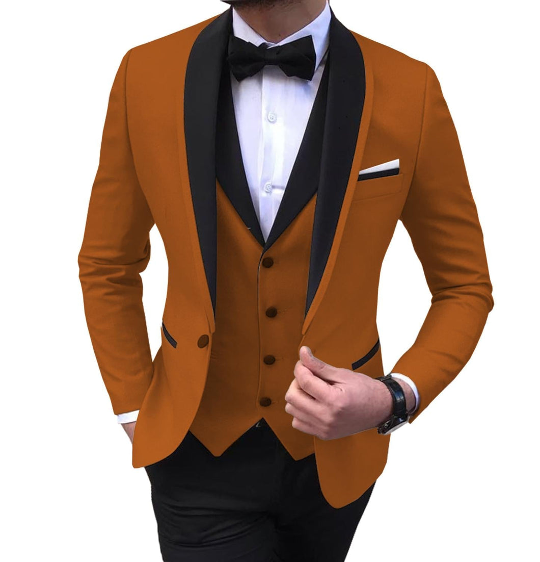 BRADLEY SUITS Men's Fashion Formal 3PCS Tuxedo (Jacket + Pants + Vest) Suit Set - Divine Inspiration Styles