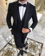 BRADLEY VIP SUITS Men's Fashion Formal 3 Piece Tuxedo (Jacket + Pants + Vest) Black Suit Set - Divine Inspiration Styles