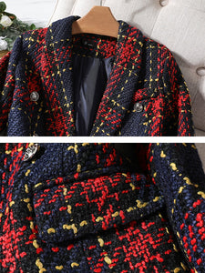 CAROLINE Design Collection Women's Elegant Stylish Fashion Office Professional Woven Plaid Blazer Jacket - Divine Inspiration Styles