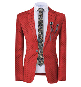 GMSUITS Men's Fashion Formal Luxury Style Yellow Polka Dots Blazer Suit Jacket