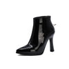 HARTFORD Design Women's Stylish Elegant Fashion Black Glossy Leather Boot Shoes - Divine Inspiration Styles