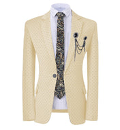 GMSUITS Men's Fashion Formal Luxury Style Champagne Polka Dots Blazer Suit Jacket
