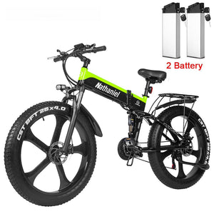 NATHANIEL Electric Bicycle 1000W 48V 26" Yellow & Black Smart Folding Electric Mountain Bike - Divine Inspiration Styles