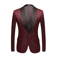 CGSUITS Men's Fashion Luxury Style Jacquard Golden Sky Blue & Black Tuxedo Blazer Suit Jacket - Divine Inspiration Styles
