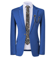 GMSUITS Men's Fashion Formal Luxury Style Royal Blue Polka Dots Blazer Suit Jacket - Divine Inspiration Styles
