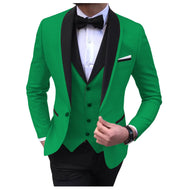 BRADLEY VIP SUITS Men's Fashion Formal 3 Piece Tuxedo (Jacket + Pants + Vest) Tropical Green Suit Set - Divine Inspiration Styles