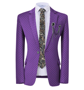 GMSUITS Men's Fashion Formal Luxury Style Royal Blue Polka Dots Blazer Suit Jacket