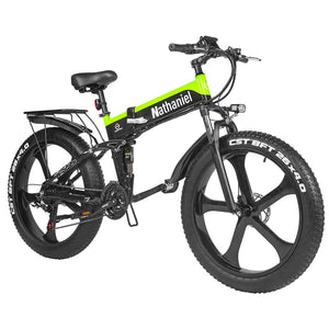 NATHANIEL Electric Bicycle 1000W 48V 26" Yellow & Black Smart Folding Electric Mountain Bike - Divine Inspiration Styles
