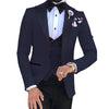 HARLEY SUITS Men's Fashion Formal 3 Piece Tuxedo (Jacket + Pants + Vest) Navy Blue Suit Set for Weddings Proms Cocktails & Special Events