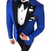 HARLEY SUITS Men's Fashion Formal 3 Piece Tuxedo (Jacket + Pants + Vest) Royal Blue Suit Set for Weddings Proms Cocktails & Special Events