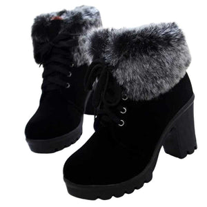 HARTFORD Design Women's Fashion Lace-Up Riding Boots Stylish Plush Fur Winter Boots - Divine Inspiration Styles