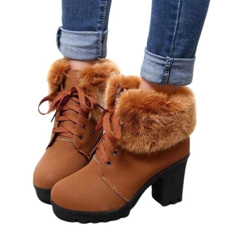 HARTFORD Design Women's Fashion Lace-Up Riding Boots Stylish Plush Fur Winter Boots - Divine Inspiration Styles
