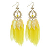 HCL Women's Elegant Fashion Colorful Feather Tassel Earrings