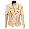 HIGHSTREET Women's Elegant Stylish Fashion Geometric Design Office Business Casual Professional Style Gold Blazer Jacket - Divine Inspiration Styles