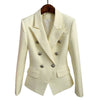 HIGHSTREET Women's Elegant Stylish Fashion Office Professional Woven Plaid Ivory White Blazer Jacket - Divine Inspiration Styles