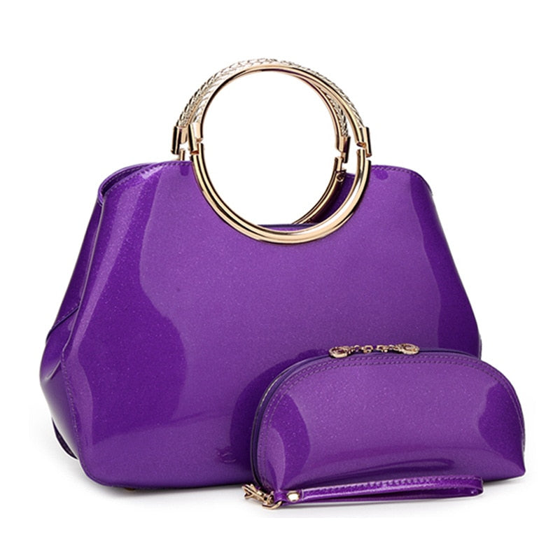 ALMIRA Design Collection Women's Fine Fashion Luxury Style Designer Leather Purple Handbag